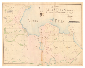 Karta över Bjuårker, sent 1700-tal.