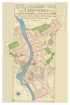 Historisk karta över Uddevalla, år 1750