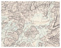 Historisk karta över Halse- och Askeröfjordarna, år 1858 (Fri frakt!)