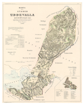 Karta från Uddevalla 1855 (Fri frakt!)