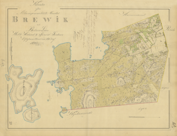 Karta över Brevik, Kosteröarna, år 1863.