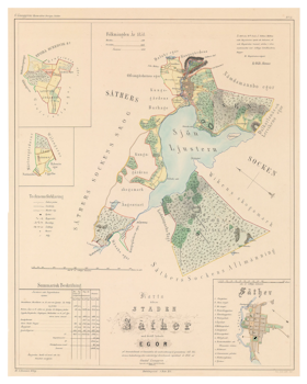 Karta över Säter 1858 (Fri frakt!)