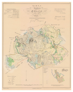 Karta över Eksjö, år 1858
