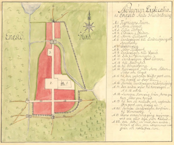 Historisk karta över Eksjö, år 1738-1760 (Fri frakt!)