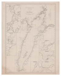 Historisk karta över Vättern, år 1835-1840 (Fri frakt!)