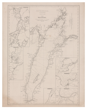 Historisk karta över Vättern, år 1835-1840 (Fri frakt!)