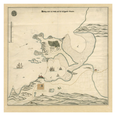 Historisk karta över Varberg, år 1690