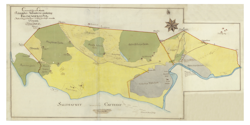 Historisk karta över Falkenberg med omnejd, år 1777
