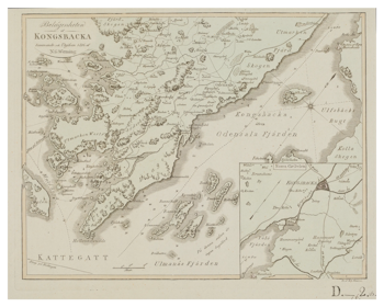 Historisk karta över Kungsbacka, år 1816 (Fri frakt!)
