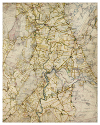 Historisk karta över Köinge och Okome, år 1919-1925 (Fri frakt!)