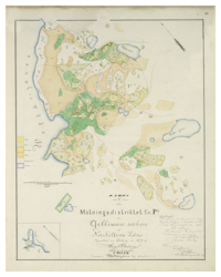 Historisk karta över Vettasjärvi, år 1878 (Fri frakt!)