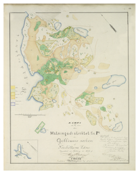 Historisk karta över Vettasjärvi, år 1878 (Fri frakt!)