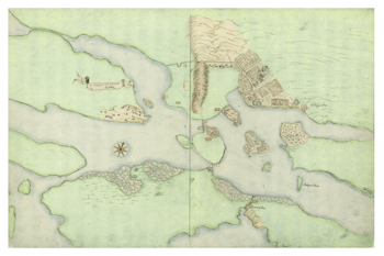Gammal karta från Stockholm, ca 1620.