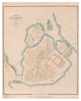 Historisk karta över Gamla stan, år 1848.