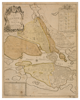 Historisk karta över Stockholm, år 1751.