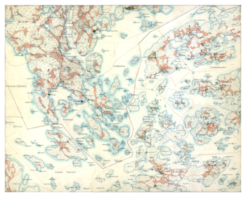 Historisk karta över Svartsö och Södra Ljusterö, år 1901 - 1906 (Fri frakt!)