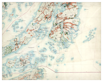 Historisk karta över Yxlan och Blidö, år 1901-1906 (Fri frakt!)