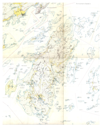 Historisk karta över Ornö, år 1901-1906.