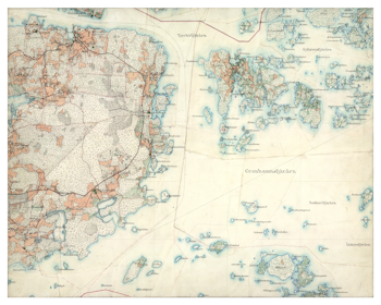 Historisk karta över Rådmansö och Tjockö, år 1901-1906