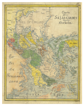 Historisk karta över Stockholms skärgård, år 1779.
