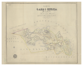 Historisk karta över Söderbykarl, år 1852 (Fri frakt!)