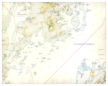 Historisk karta över Södra Muskö, år 1901-1906