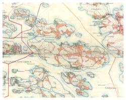 Historisk karta över Rindö, Ramsö och Skarpö, år 1901-1906