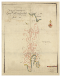 Historisk karta över Södertälje, år 1648