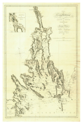 Historiskt sjökort över segelelederna mellan Landsort och Södertälje, år 1816