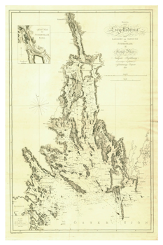 Historiskt sjökort över segelelederna mellan Landsort och Södertälje, år 1816
