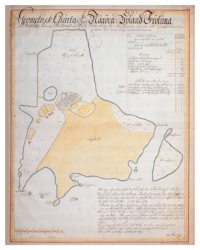 Historisk karta över Norröra, år 1709