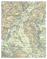 Historisk karta över Bammarbodafjärden, år 1938 (Fri frakt!)