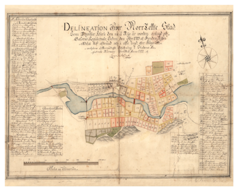 Historisk karta över Norrtälje, år 1722