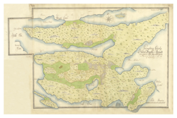 Historisk karta över Fågelbro, år 1713