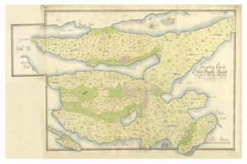 Historisk karta över Fågelbro, år 1713