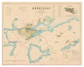 Karta från Norrtälje, år 1857