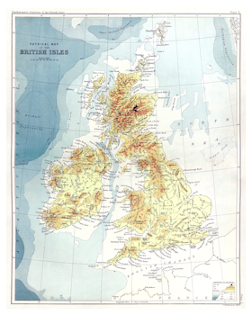 Historisk karta över Storbritannien, år 1887 (Fri frakt!)
