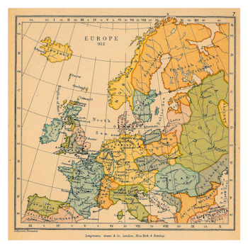 Historisk karta över Europa, år 912  (Fri frakt!)