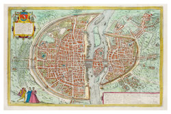 Historisk karta över Paris, år 1572 (Fri frakt!)