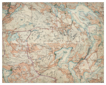 Historisk karta över trakten kring Flen, år 1897-1901 (Fri frakt!)