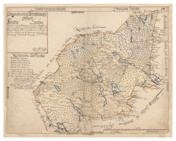 Historisk karta över Floda socken i Södermanland, år 1677 (Fri frakt!)