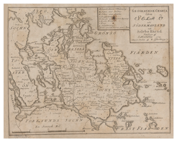 Historisk karta över Selaön, år 1771 (Fri frakt!)