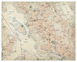 Historisk karta över trakten kring Överselö, år 1897-1901 (Fri frakt!)