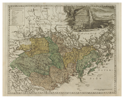 Historisk karta över Södermanland, år 1743 (Fri frakt!)
