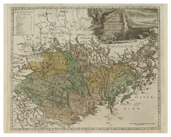 Historisk karta över Södermanland, år 1743 (Fri frakt!)