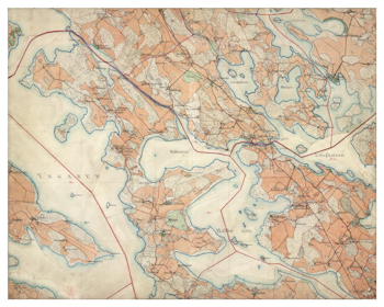 Historisk karta över Vrena, 1897-1901 (Fri frakt!)