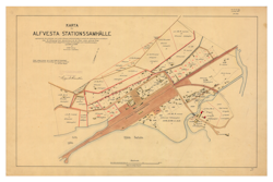 Historisk karta över Alvesta, år 1896 (Fri frakt!)