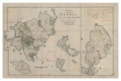 Historisk karta över Hyppeln, år 1838 (Fri frakt!)
