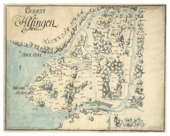 Historisk karta över Hisingen, år 1645 (Fri frakt!)