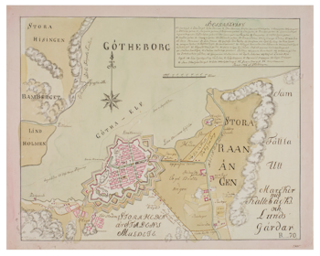 Historisk karta över Göteborg, år 1796. (Fri frakt!)